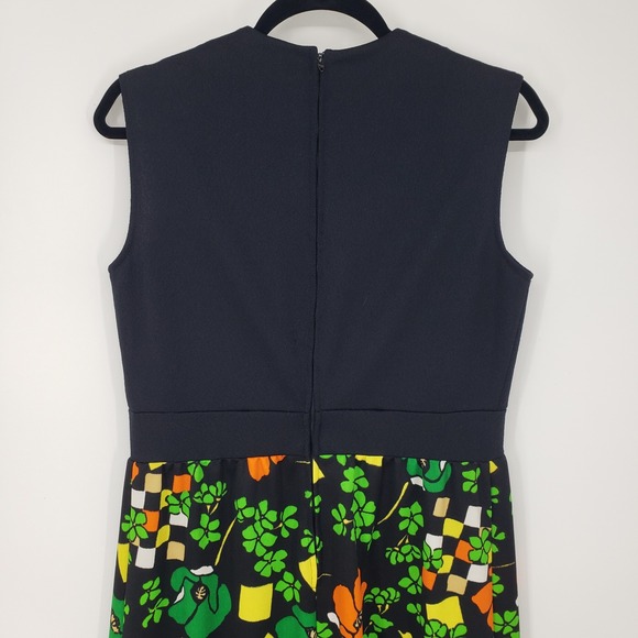 Vintage 70s Puritan Forever Young Mod Floral Geometric Sleeveless Maxi Dress M - Picture 7 of 9